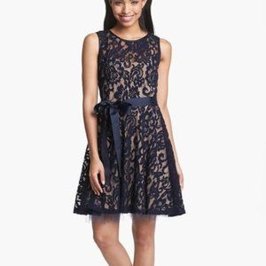 Betsy & Adam Navy Lace Cocktail Dress